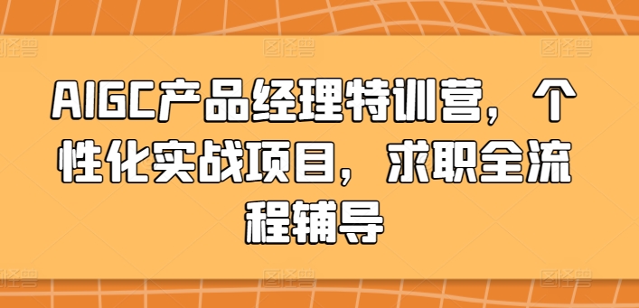 AIGC产品经理特训营，个性化实战项目，求职全流程辅导跨境课程-外贸教程-精品网课-电商运营课库课堂