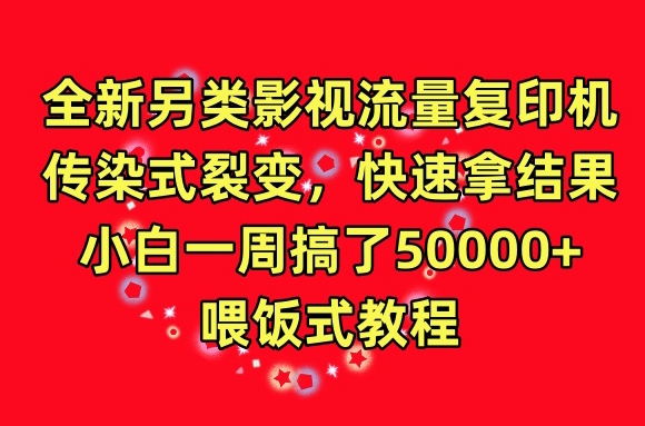 全新另类影视流量复印机，传染式裂变，快速拿结果，小白一周搞了50000+，喂饭式教程跨境课程-外贸教程-精品网课-电商运营课库课堂