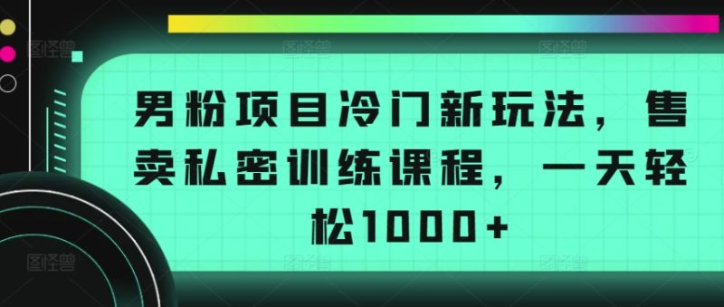 男粉项目冷门新玩法，售卖私密训练课程，一天轻松1000+跨境课程-外贸教程-精品网课-电商运营课库课堂
