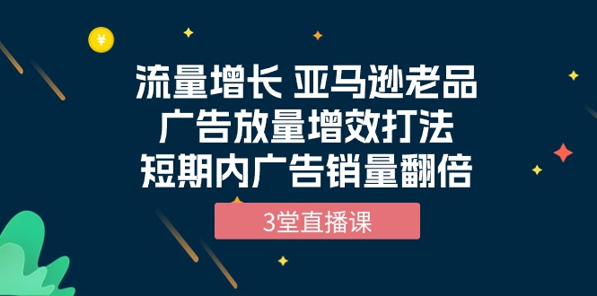 流量增长 亚马逊老品广告放量增效打法，短期内广告销量翻倍（3堂直播课）跨境课程-外贸教程-精品网课-电商运营课库课堂