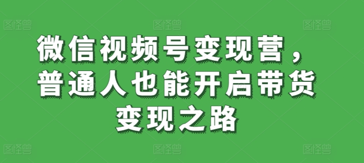 微信视频号变现营，普通人也能开启带货变现之路跨境课程-外贸教程-精品网课-电商运营课库课堂