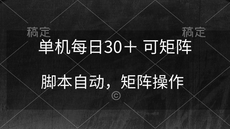 单机每日30＋ 可矩阵，脚本自动 稳定躺赚跨境课程-外贸教程-精品网课-电商运营课库课堂