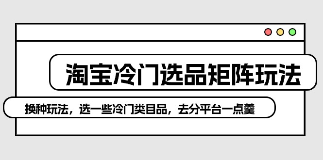 淘宝冷门选品矩阵玩法：换种玩法，选一些冷门类目品，去分平台一点羹跨境课程-外贸教程-精品网课-电商运营课库课堂