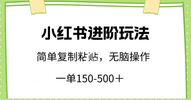 小红书进阶玩法，一单150-500+，简单复制粘贴，小白也能轻松上手跨境课程-外贸教程-精品网课-电商运营课库课堂