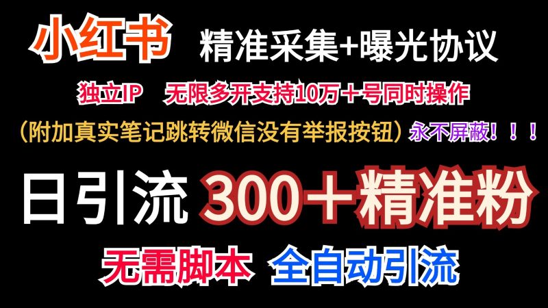 小红薯精准采集＋无限曝光＋真实笔记跳转微信，永不屏蔽（日引300＋精准粉）跨境课程-外贸教程-精品网课-电商运营课库课堂
