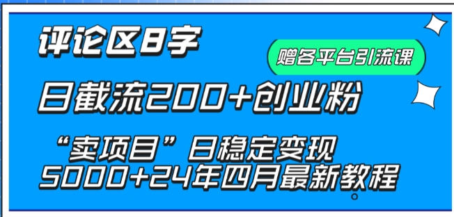 抖音评论区8字日截流200+创业粉 “卖项目”日稳定变现5000+跨境课程-外贸教程-精品网课-电商运营课库课堂