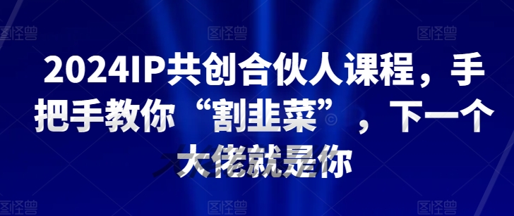 2024IP共创合伙人课程，手把手教你“割韭菜”，下一个大佬就是你跨境课程-外贸教程-精品网课-电商运营课库课堂
