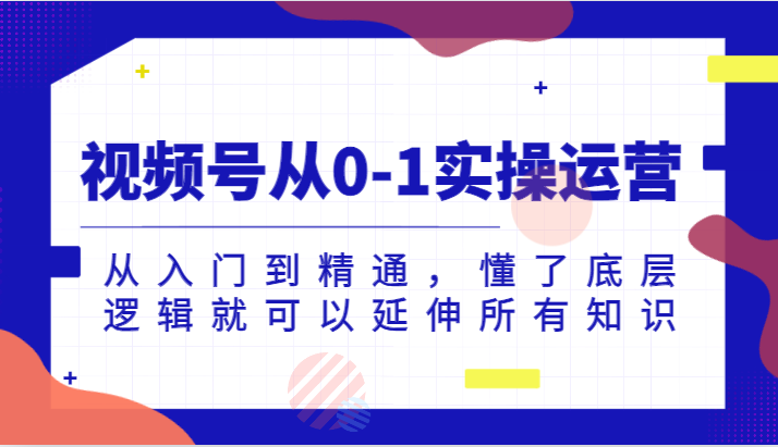 视频号从0-1实操运营，从入门到精通，懂了底层逻辑就可以延伸所有知识（更新2024.7）跨境课程-外贸教程-精品网课-电商运营课库课堂