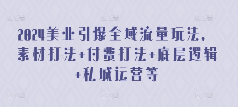 2024美业引爆全域流量玩法，素材打法 付费打法 底层逻辑 私城运营等跨境课程-外贸教程-精品网课-电商运营课库课堂