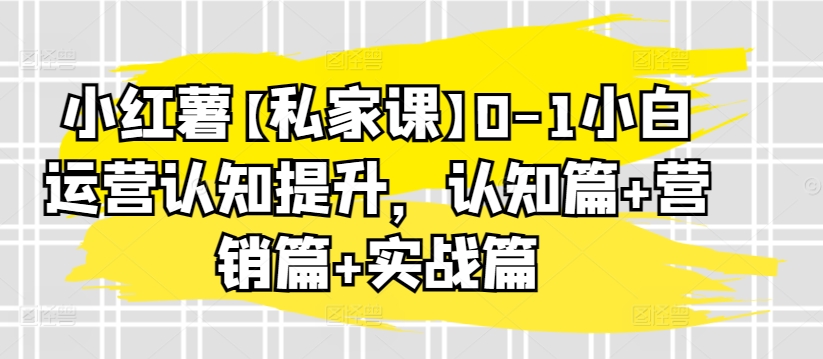 小红薯【私家课】0-1小白运营认知提升，认知篇+营销篇+实战篇跨境课程-外贸教程-精品网课-电商运营课库课堂