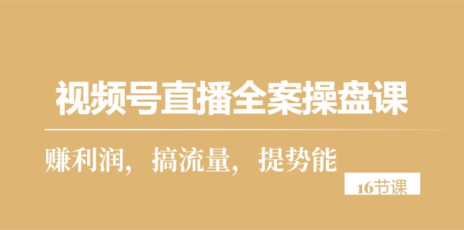 视频号直播全案操盘课，赚利润，搞流量，提势能（16节课）跨境课程-外贸教程-精品网课-电商运营课库课堂