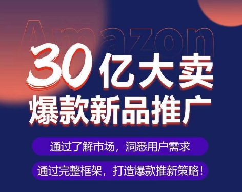亚马逊·30亿大卖爆款新品推广，可复制、全程案例实操的爆款推新SOP跨境课程-外贸教程-精品网课-电商运营课库课堂