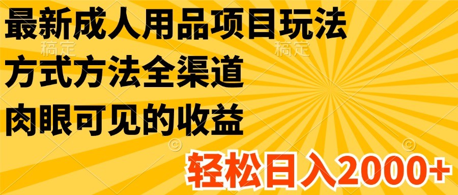 最新成人用品项目玩法，方式方法全渠道，肉眼可见的收益，轻松日入2000+跨境课程-外贸教程-精品网课-电商运营课库课堂