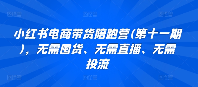 小红书电商带货陪跑营(第十一期)，无需囤货、无需直播、无需投流跨境课程-外贸教程-精品网课-电商运营课库课堂