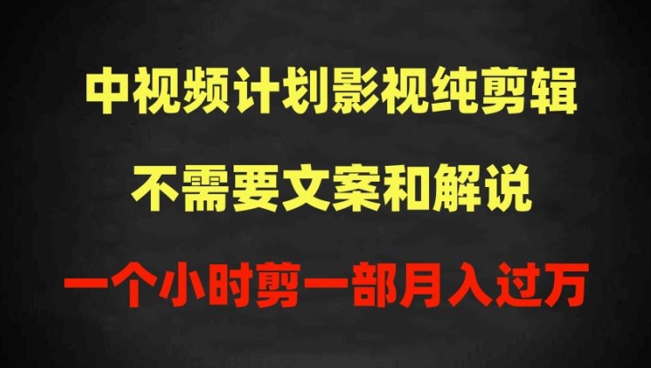 中视频计划影视纯剪辑，不需要文案和解说，一个小时剪一部，100%过原创月入过万跨境课程-外贸教程-精品网课-电商运营课库课堂