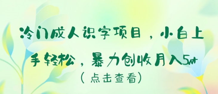 冷门成人识字项目，小白上手轻松，暴力创收月入5w+跨境课程-外贸教程-精品网课-电商运营课库课堂