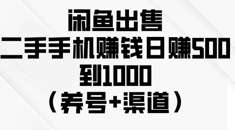 闲鱼出售二手手机赚钱，日赚500到1000（养号+渠道）跨境课程-外贸教程-精品网课-电商运营课库课堂