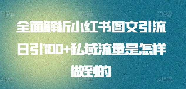全面解析小红书图文引流日引100+私域流量是怎样做到的跨境课程-外贸教程-精品网课-电商运营课库课堂