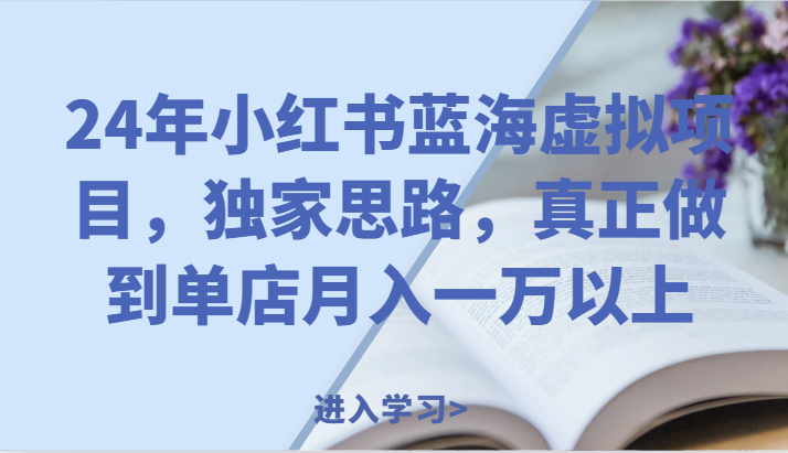 24年小红书蓝海虚拟项目，独家思路，真正做到单店月入一万以上。跨境课程-外贸教程-精品网课-电商运营课库课堂