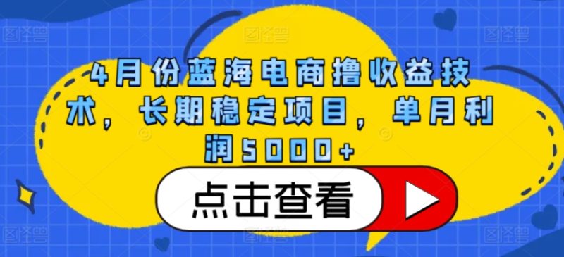 4月份蓝海电商撸收益技术，长期稳定项目，单月利润5000+跨境课程-外贸教程-精品网课-电商运营课库课堂