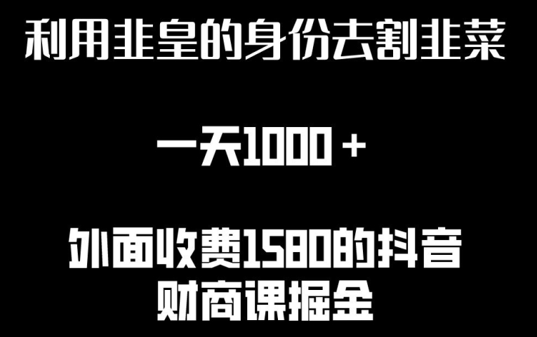 利用非皇的身份去割韭菜，一天1000+(附详细资源)跨境课程-外贸教程-精品网课-电商运营课库课堂