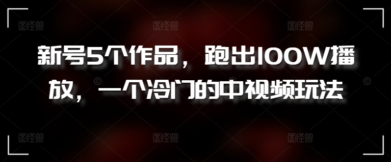 新号5个作品，跑出100W播放，一个冷门的中视频玩法跨境课程-外贸教程-精品网课-电商运营课库课堂