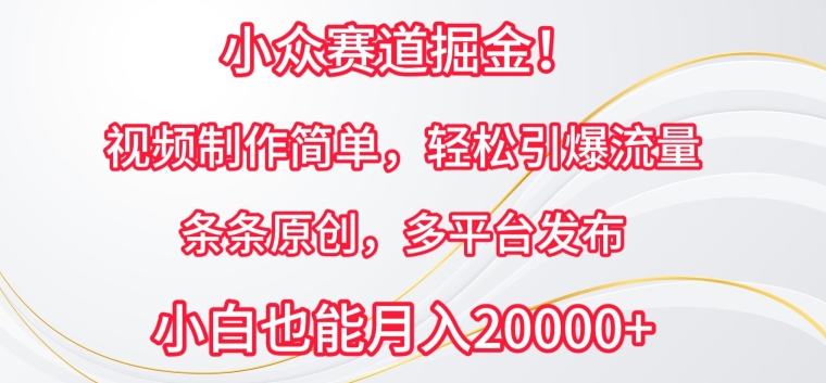 小众赛道掘金，视频制作简单，轻松引爆流量，条条原创，多平台发布跨境课程-外贸教程-精品网课-电商运营课库课堂
