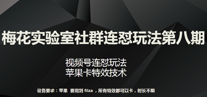 梅花实验室社群连怼玩法第八期，视频号连怼玩法 苹果卡特效技术跨境课程-外贸教程-精品网课-电商运营课库课堂