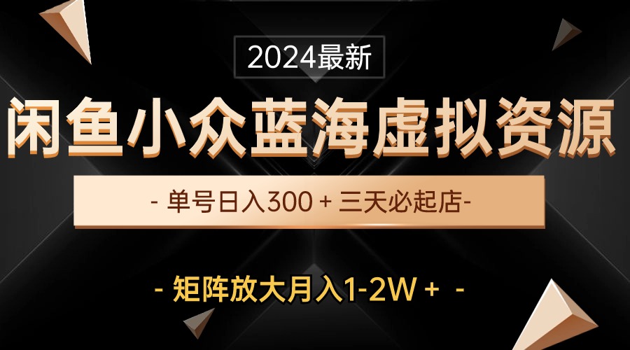 最新闲鱼小众蓝海虚拟资源，单号日入300＋，三天必起店，矩阵放大月入1-2W跨境课程-外贸教程-精品网课-电商运营课库课堂