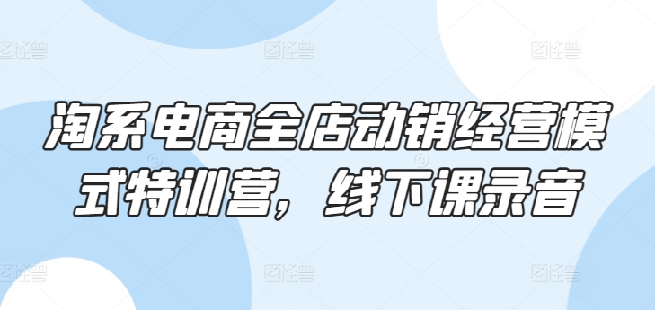 淘系电商全店动销经营模式特训营，线下课录音跨境课程-外贸教程-精品网课-电商运营课库课堂