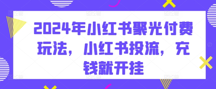 2024年小红书聚光付费玩法，小红书投流，充钱就开挂跨境课程-外贸教程-精品网课-电商运营课库课堂