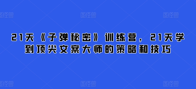 21天《子弹秘密》训练营，21天学到顶尖文案大师的策略和技巧跨境课程-外贸教程-精品网课-电商运营课库课堂