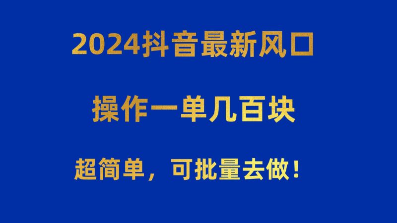 2024抖音最新风口！操作一单几百块！超简单，可批量去做！！！跨境课程-外贸教程-精品网课-电商运营课库课堂