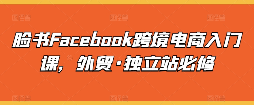 脸书Facebook跨境电商入门课，外贸·独立站必修跨境课程-外贸教程-精品网课-电商运营课库课堂