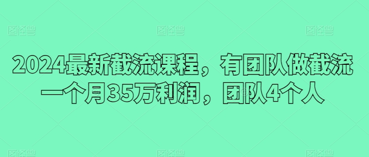 2024最新截流课程，有团队做截流一个月35万利润，团队4个人跨境课程-外贸教程-精品网课-电商运营课库课堂