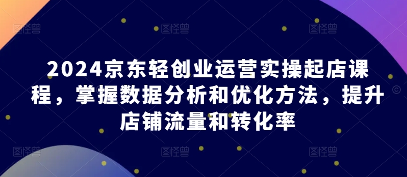 2024京东轻创业运营实操起店课程，掌握数据分析和优化方法，提升店铺流量和转化率跨境课程-外贸教程-精品网课-电商运营课库课堂