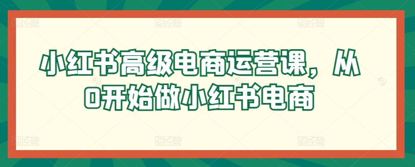 小红书高级电商运营课，从0开始做小红书电商跨境课程-外贸教程-精品网课-电商运营课库课堂