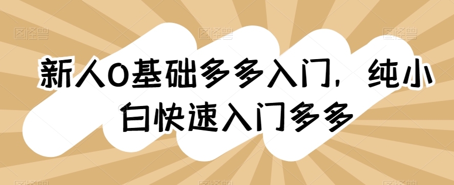 新人0基础多多入门，​纯小白快速入门多多跨境课程-外贸教程-精品网课-电商运营课库课堂