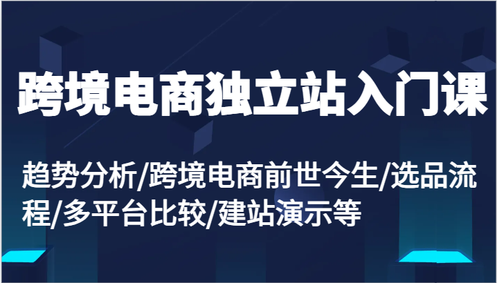 跨境电商独立站入门课：趋势分析/跨境电商前世今生/选品流程/多平台比较/建站演示等跨境课程-外贸教程-精品网课-电商运营课库课堂