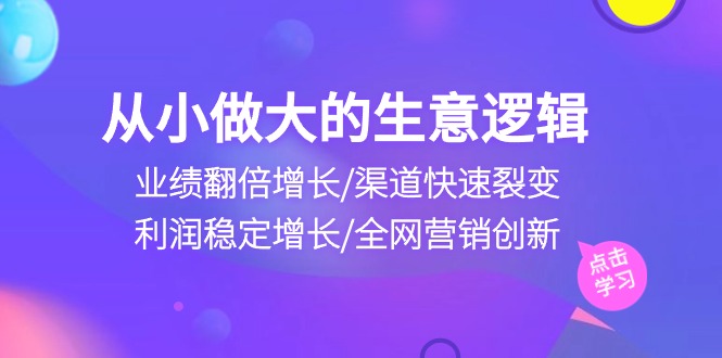 从小做大生意逻辑：业绩翻倍增长/渠道快速裂变/利润稳定增长/全网营销创新跨境课程-外贸教程-精品网课-电商运营课库课堂