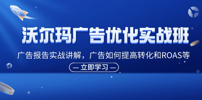 沃尔玛广告优化实战班，广告报告实战讲解，广告如何提高转化和ROAS等跨境课程-外贸教程-精品网课-电商运营课库课堂