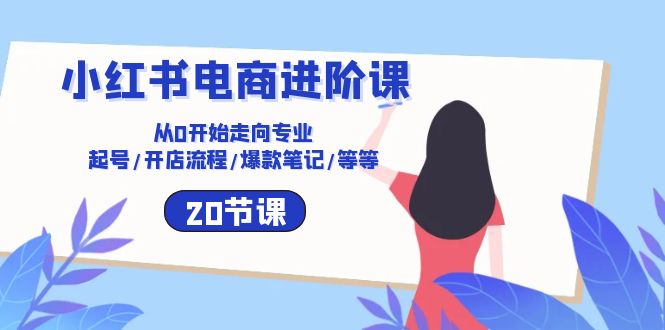 小红书电商进阶课：从0开始走向专业 起号/开店流程/爆款笔记/等等（20节）跨境课程-外贸教程-精品网课-电商运营课库课堂