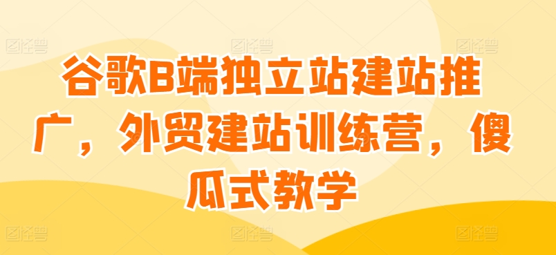 谷歌B端独立站建站推广，外贸建站训练营，傻瓜式教学跨境课程-外贸教程-精品网课-电商运营课库课堂
