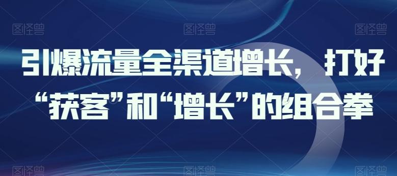 引爆流量全渠道增长，打好“获客”和“增长”的组合拳跨境课程-外贸教程-精品网课-电商运营课库课堂