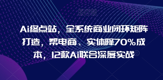 Ai终点站，全系统商业闭环矩阵打造，帮电商、实体降70%成本，12款Ai联合深度实战跨境课程-外贸教程-精品网课-电商运营课库课堂