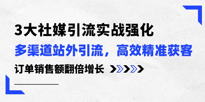 3大社媒引流实操强化，多渠道站外引流/高效精准获客/订单销售额翻倍增长跨境课程-外贸教程-精品网课-电商运营课库课堂