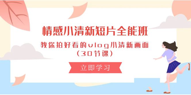 情感 小清新短片-全能班，教你拍好看的vlog小清新画面 (30节课)跨境课程-外贸教程-精品网课-电商运营课库课堂