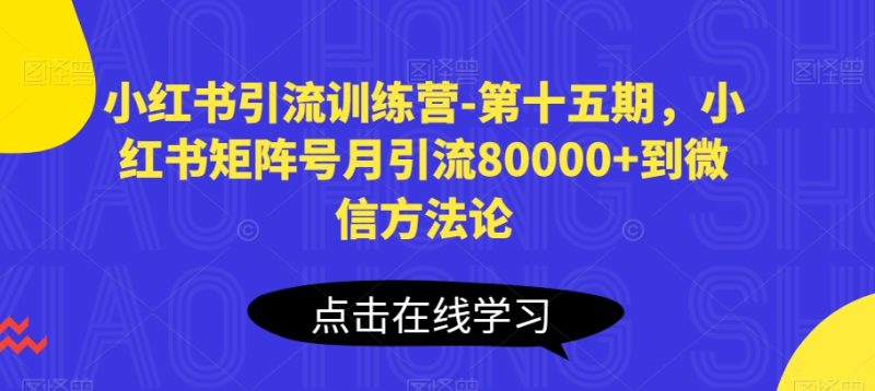 小红书引流训练营-第十五期，小红书矩阵号月引流80000+到微信方法论跨境课程-外贸教程-精品网课-电商运营课库课堂
