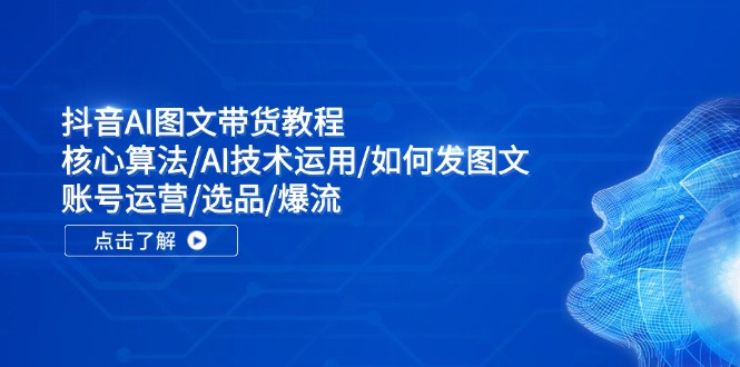 抖音AI图文带货教程：核心算法/AI技术运用/如何发图文/账号运营/选品/爆流跨境课程-外贸教程-精品网课-电商运营课库课堂