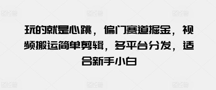 玩的就是心跳，偏门赛道掘金，视频搬运简单剪辑，多平台分发，适合新手小白跨境课程-外贸教程-精品网课-电商运营课库课堂